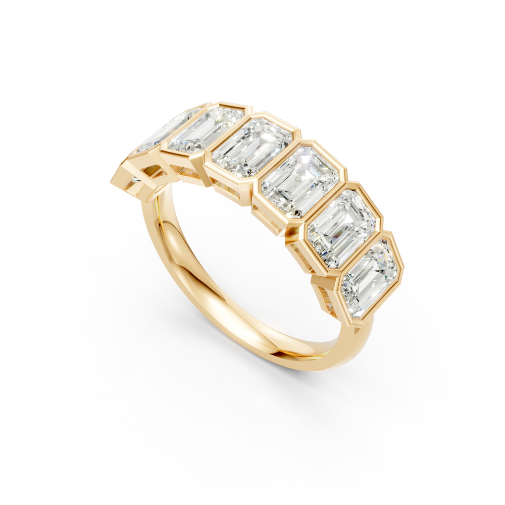 Emerald Shape Diamond Anniversary Band in Gold