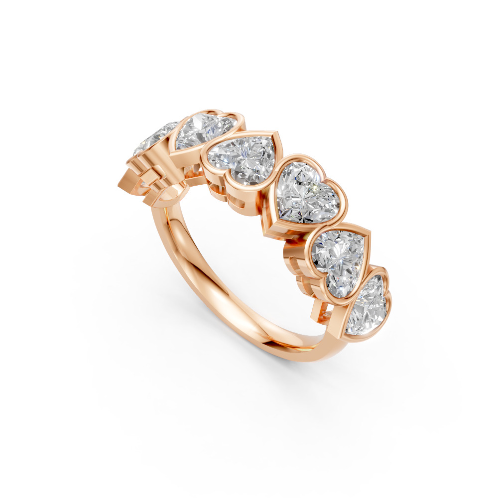 Heart Shape Diamond Anniversary Band in Gold