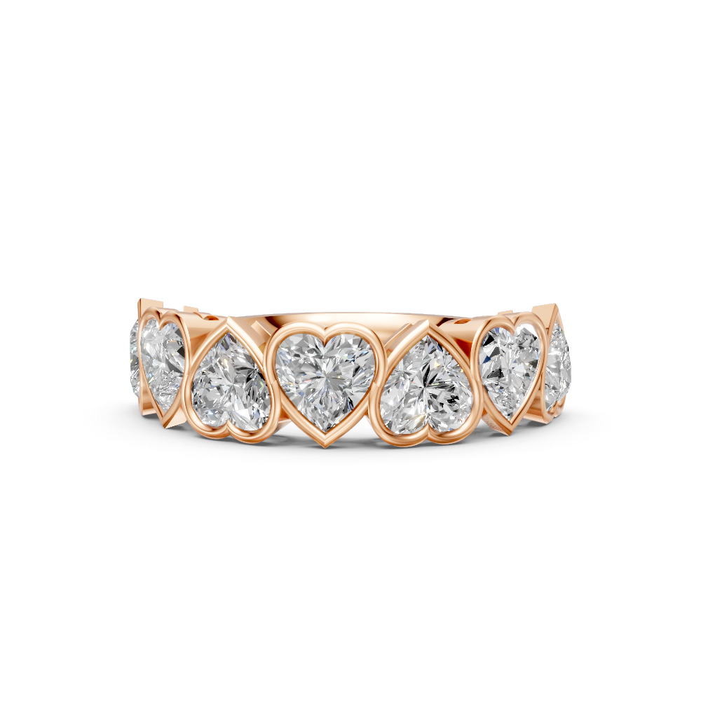 Heart Shape Diamond Anniversary Band in Gold