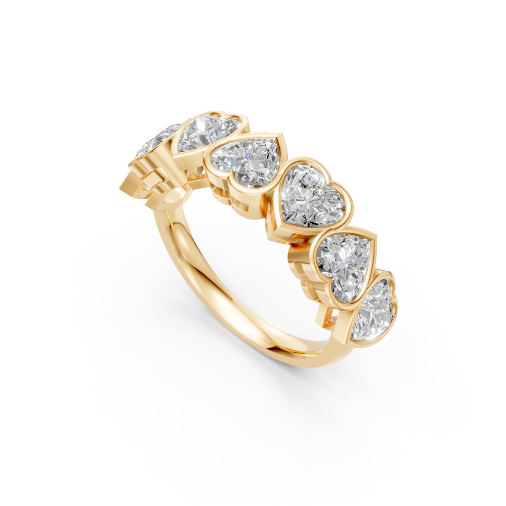 Heart Shape Diamond Anniversary Band in Gold
