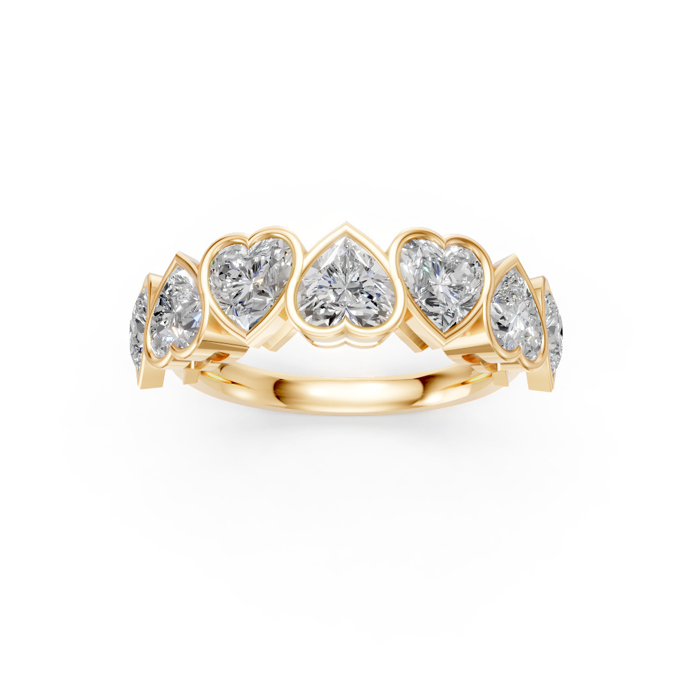 Heart Shape Diamond Anniversary Band in Gold
