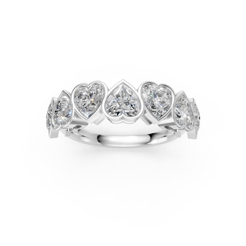 Heart Shape Diamond Anniversary Band in Gold