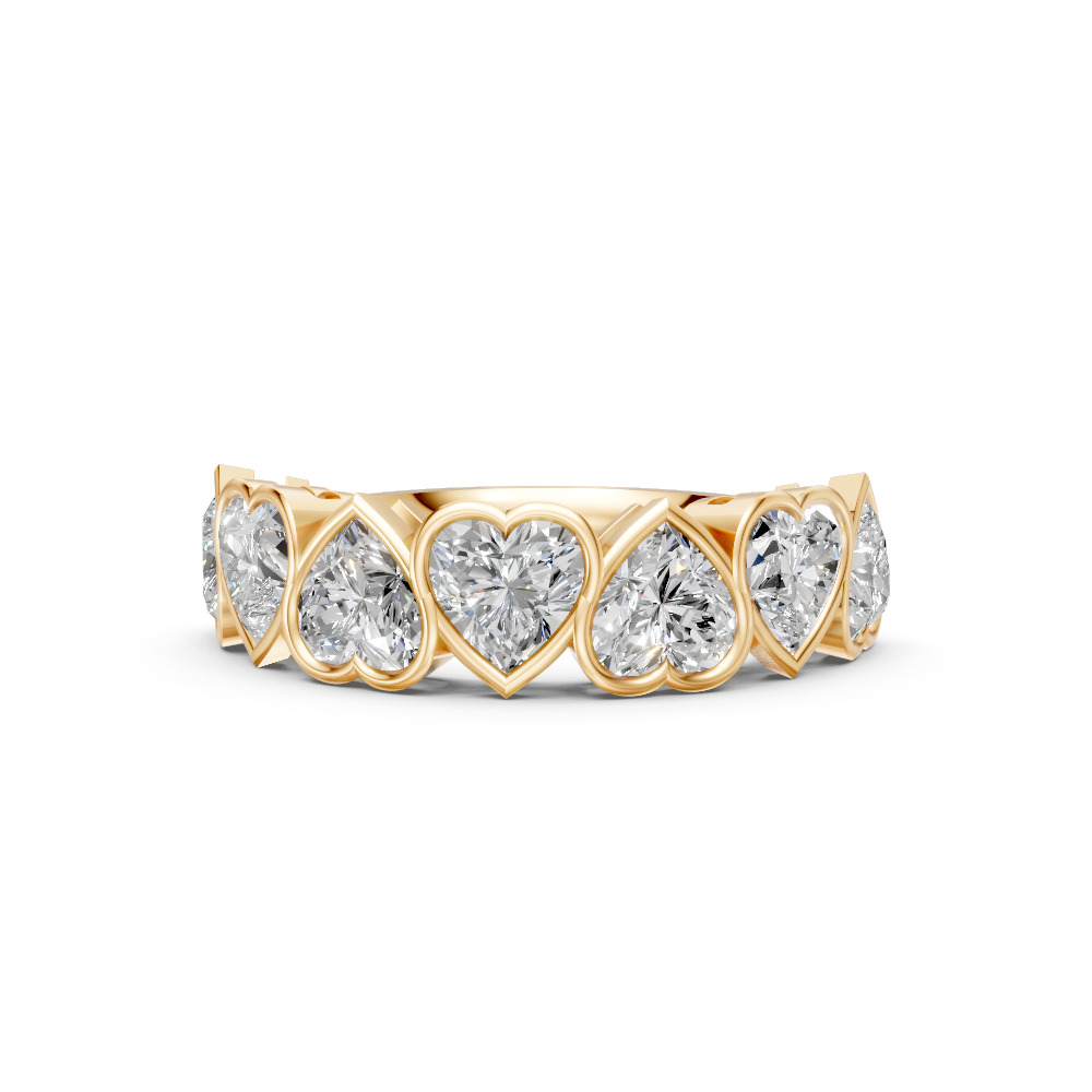 Heart Shape Diamond Anniversary Band in Gold