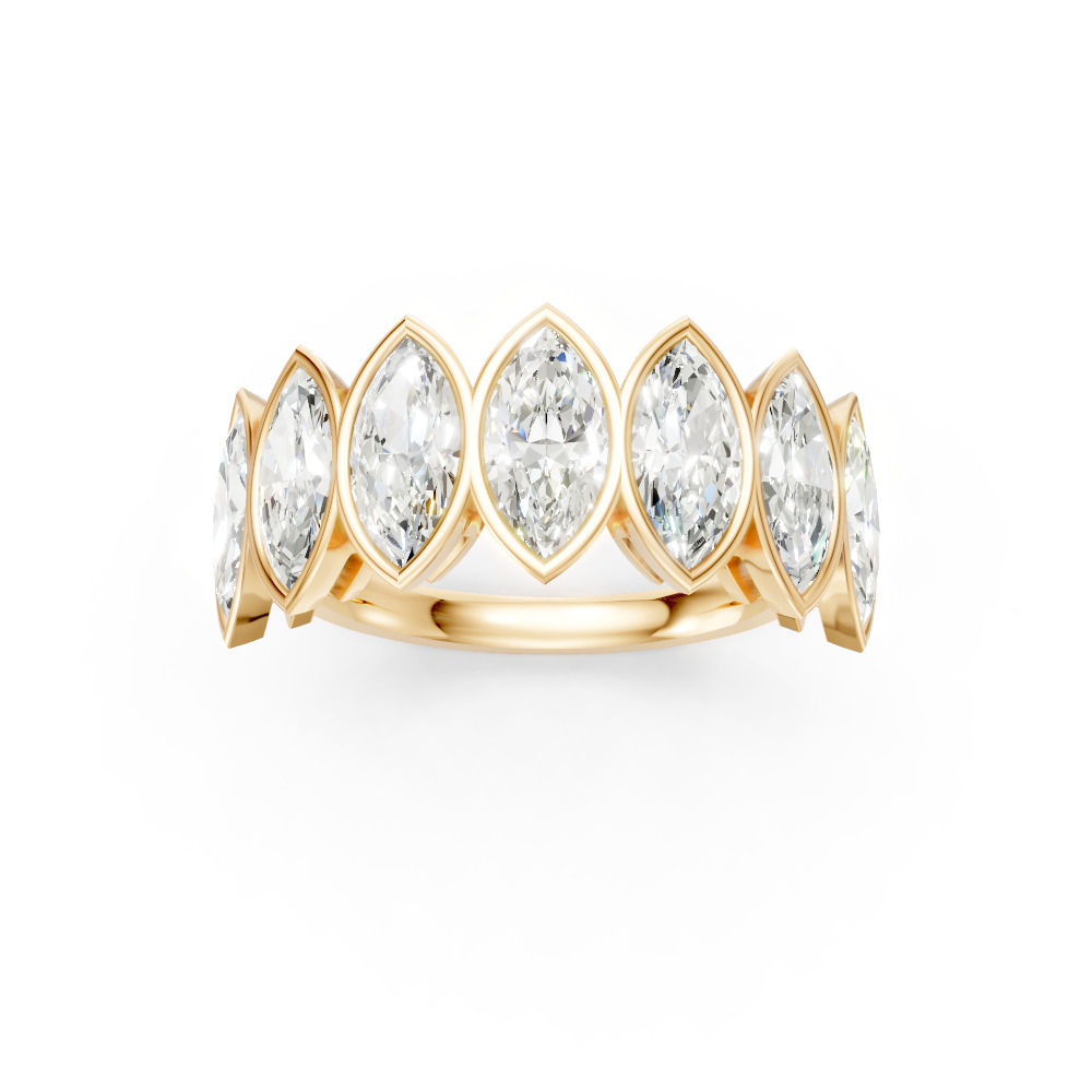 Marquise Shape Diamond Anniversary Band in Gold