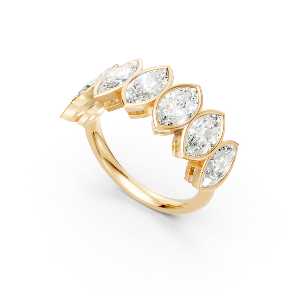 Marquise Shape Diamond Anniversary Band in Gold