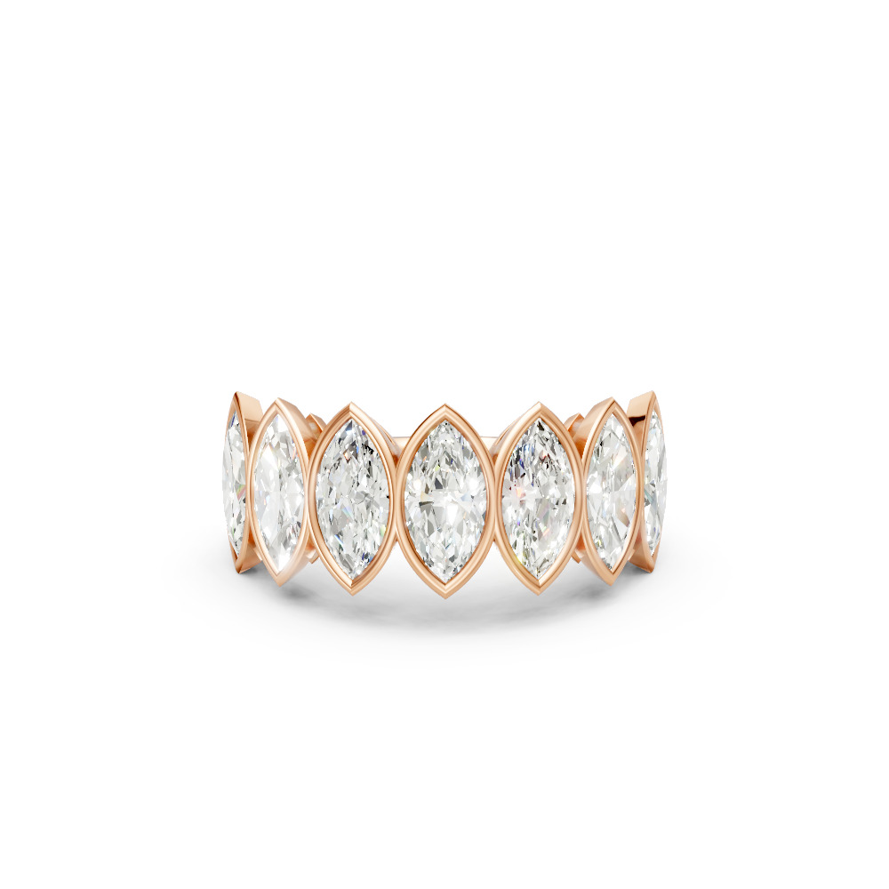 Marquise Shape Diamond Anniversary Band in Gold