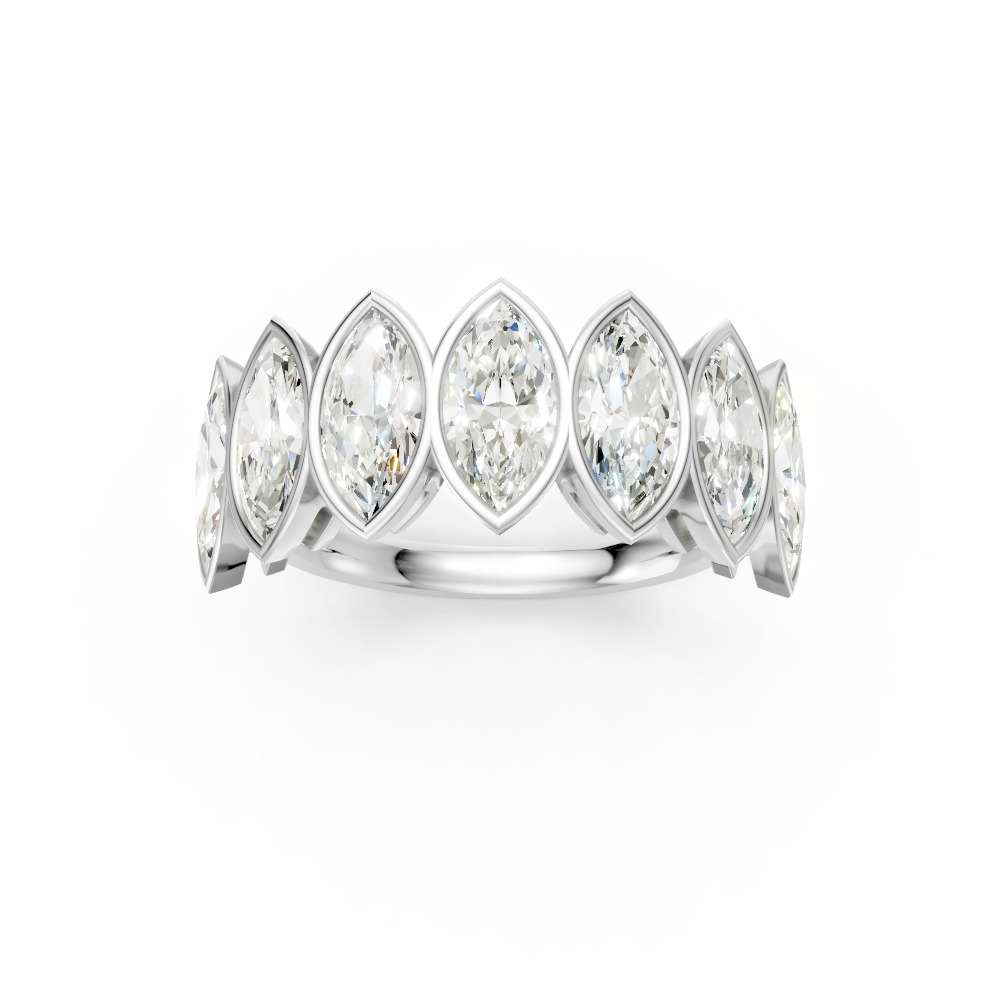Marquise Shape Diamond Anniversary Band in Gold