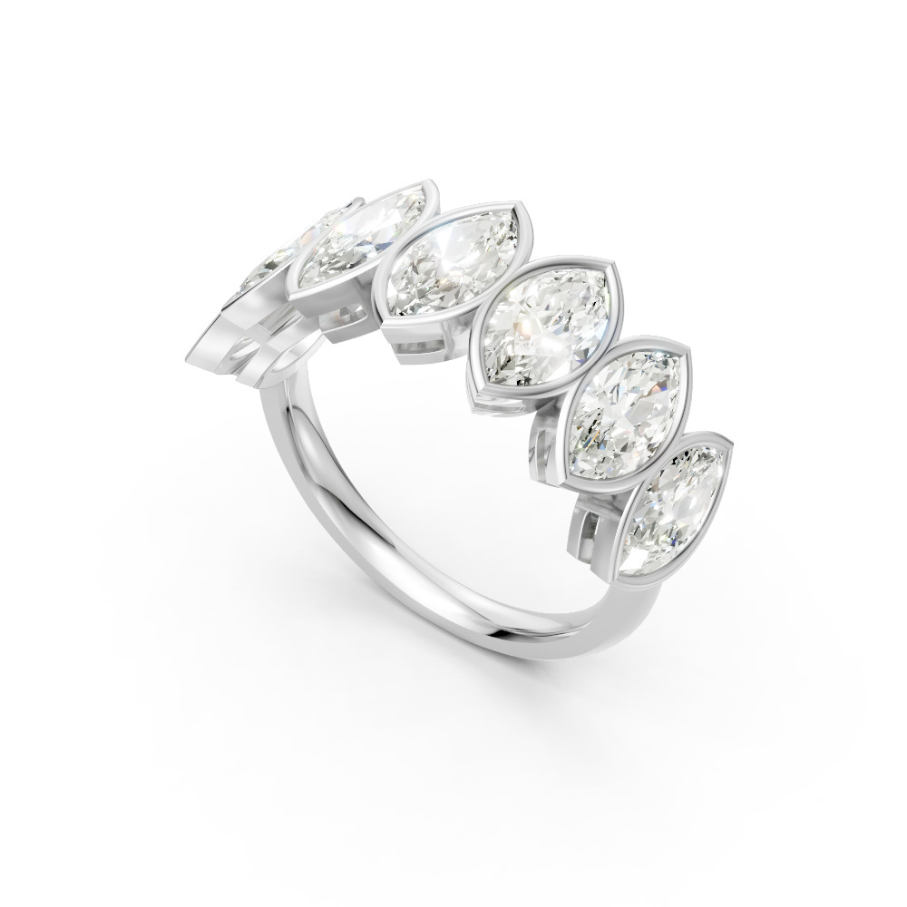 Marquise Shape Diamond Anniversary Band in Gold