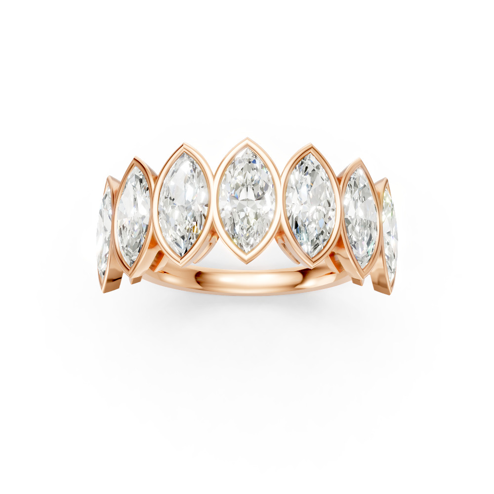 Marquise Shape Diamond Anniversary Band in Gold