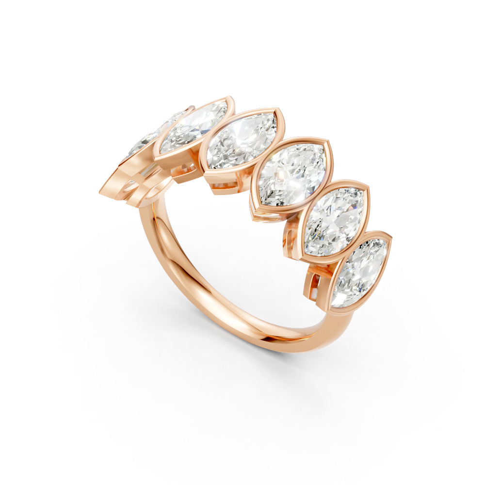 Marquise Shape Diamond Anniversary Band in Gold