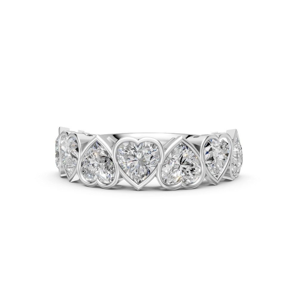 Heart Shape Diamond Anniversary Band in Gold
