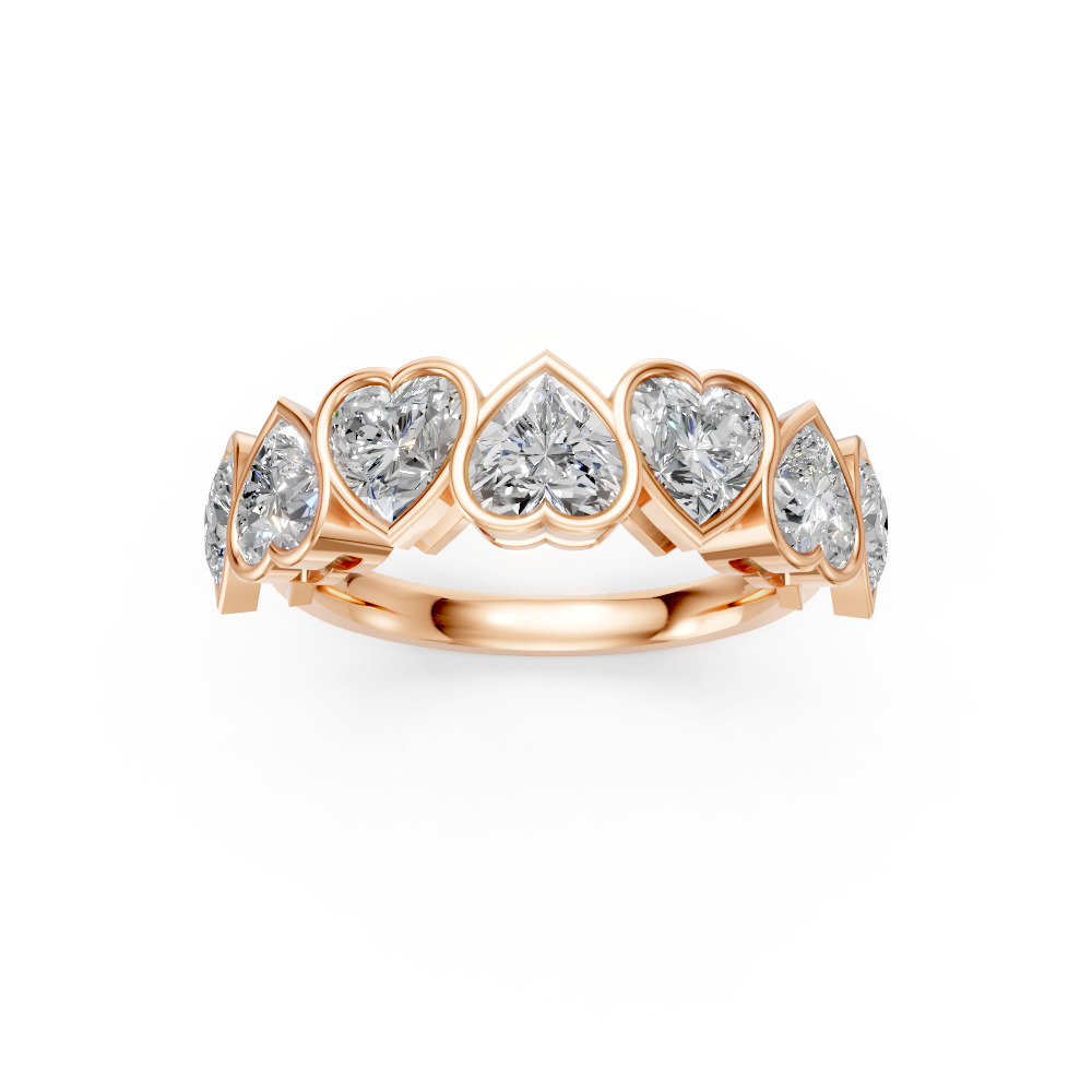 Heart Shape Diamond Anniversary Band in Gold