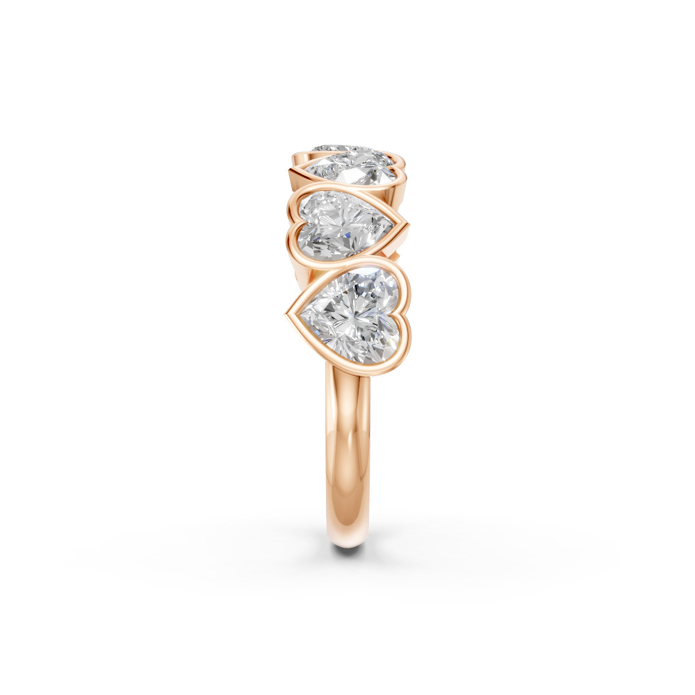 Heart Shape Diamond Anniversary Band in Gold