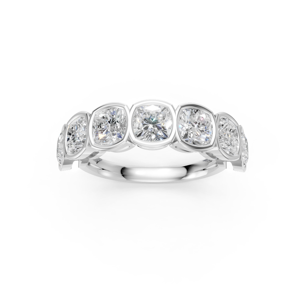 Cushion Shape Diamond Anniversary Band in Gold