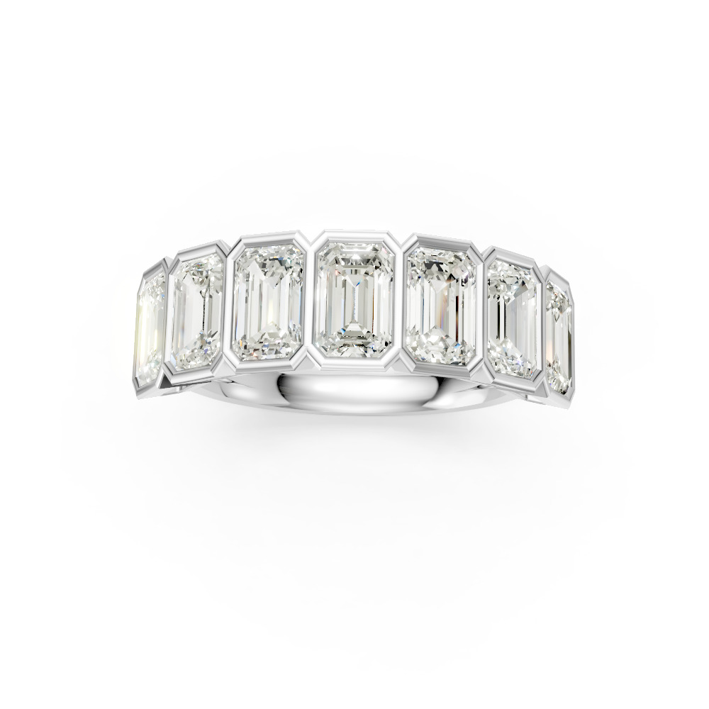 Emerald Shape Diamond Anniversary Band in Gold