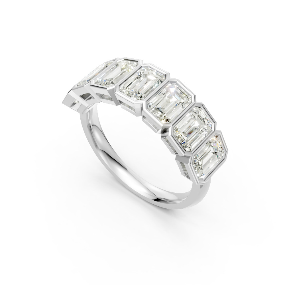 Emerald Shape Diamond Anniversary Band in Gold
