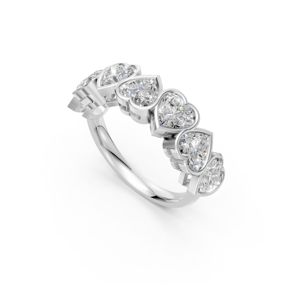 Heart Shape Diamond Anniversary Band in Gold