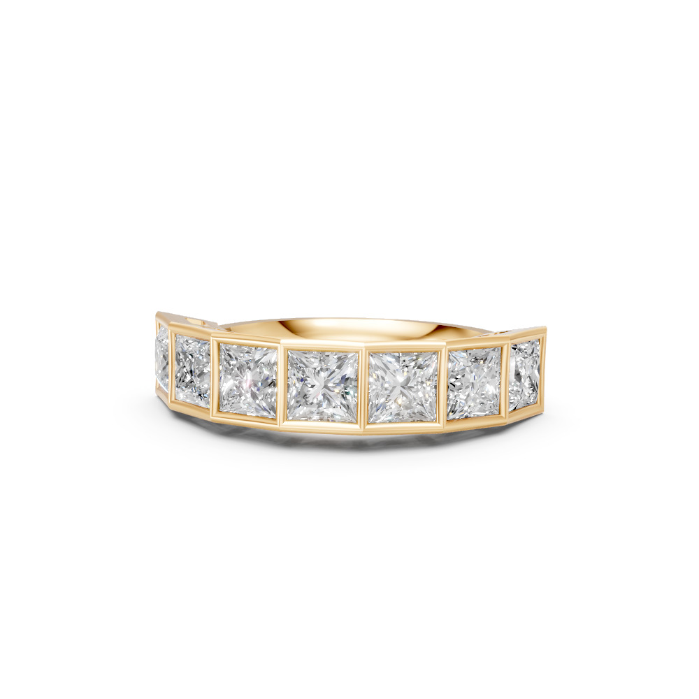 Princess Shape Diamond Anniversary Band in Gold