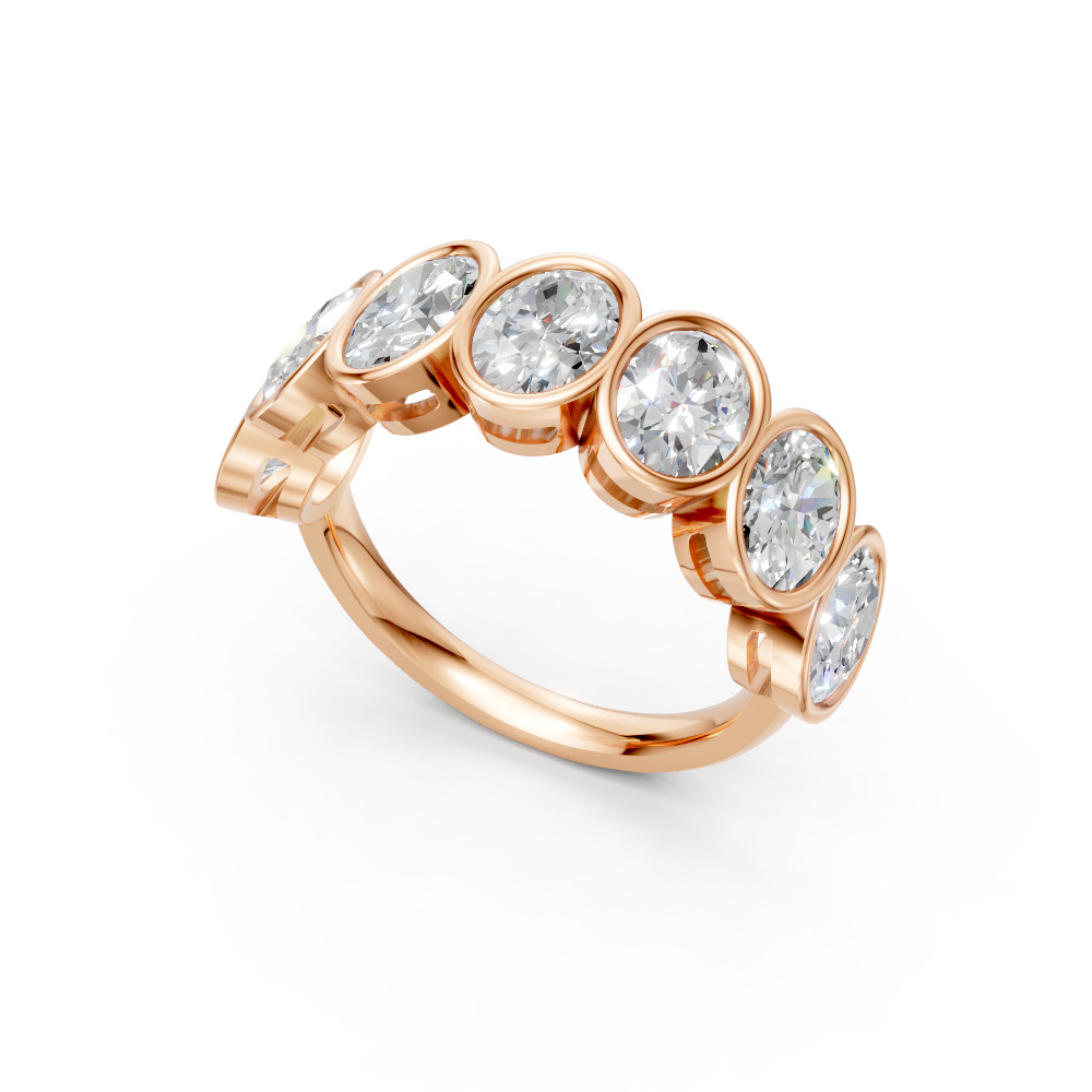 Oval Shape Diamond Anniversary Band in Gold