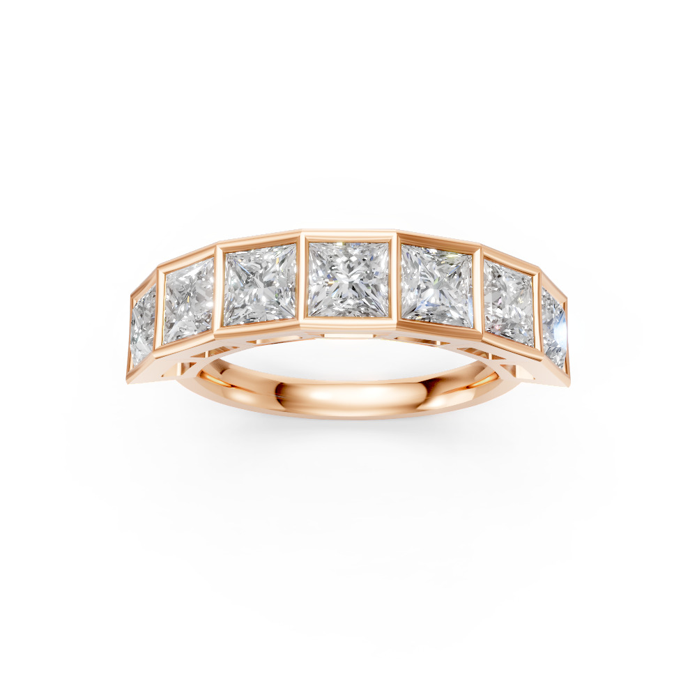 Princess Shape Diamond Anniversary Band in Gold