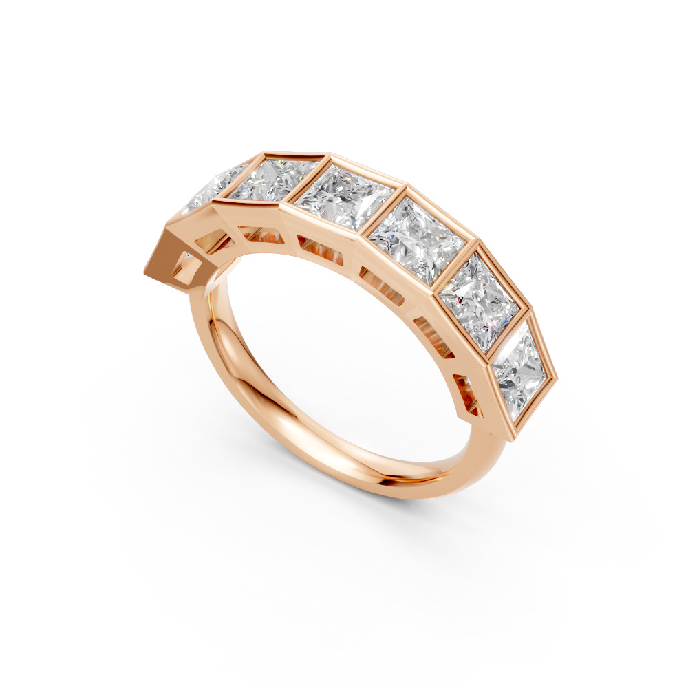 Princess Shape Diamond Anniversary Band in Gold