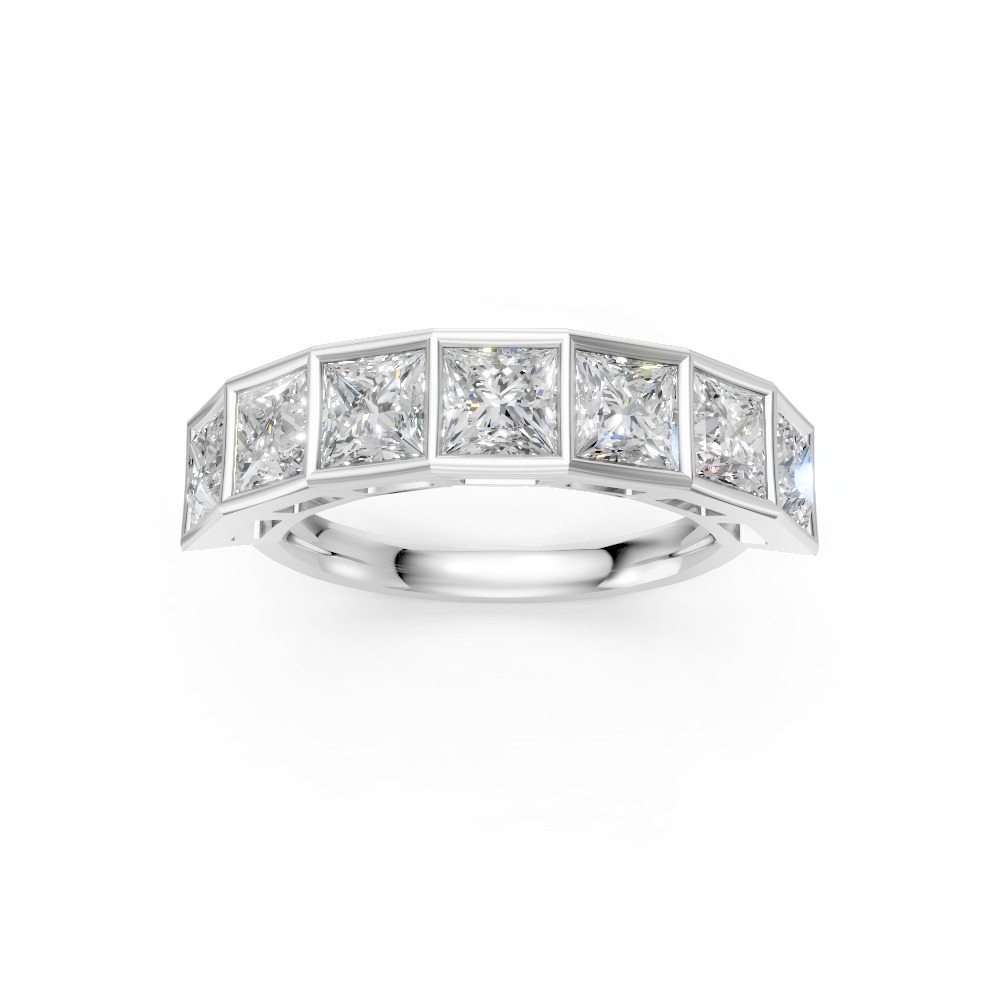 Princess Shape Diamond Anniversary Band in Gold