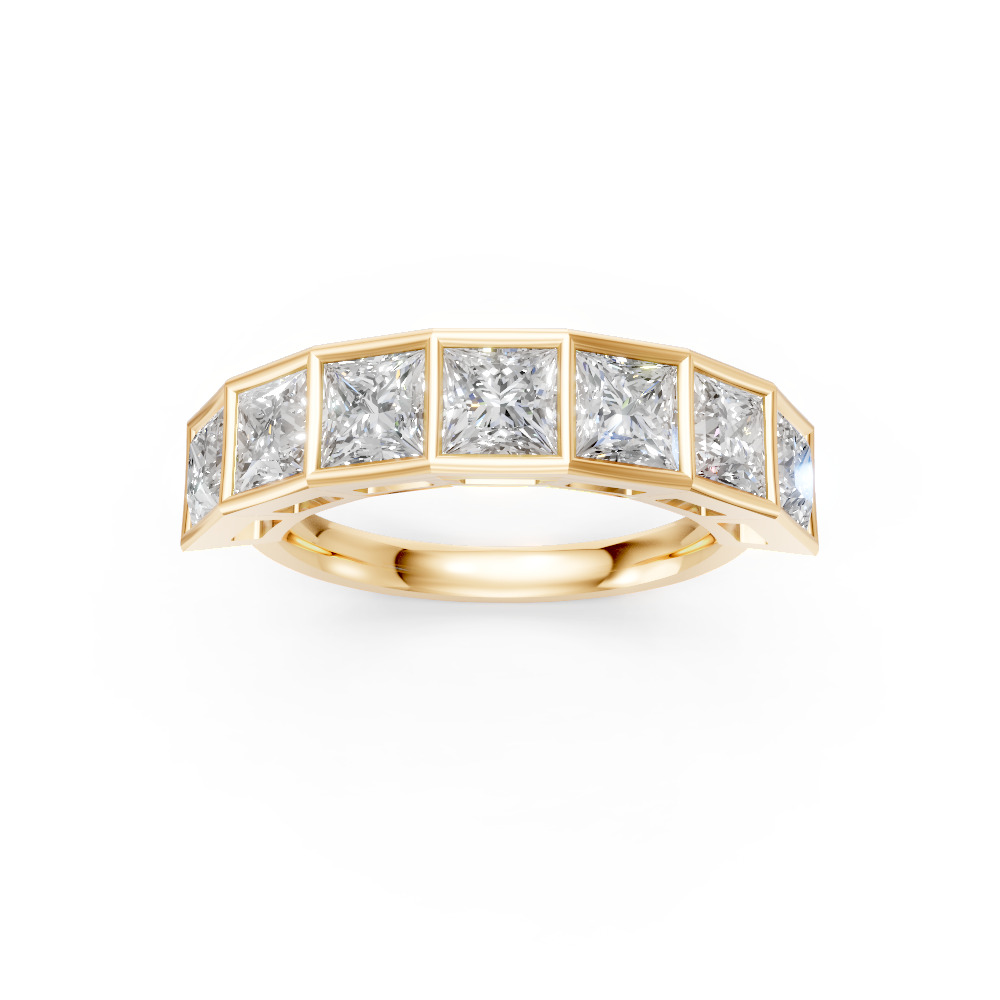 Princess Shape Diamond Anniversary Band in Gold