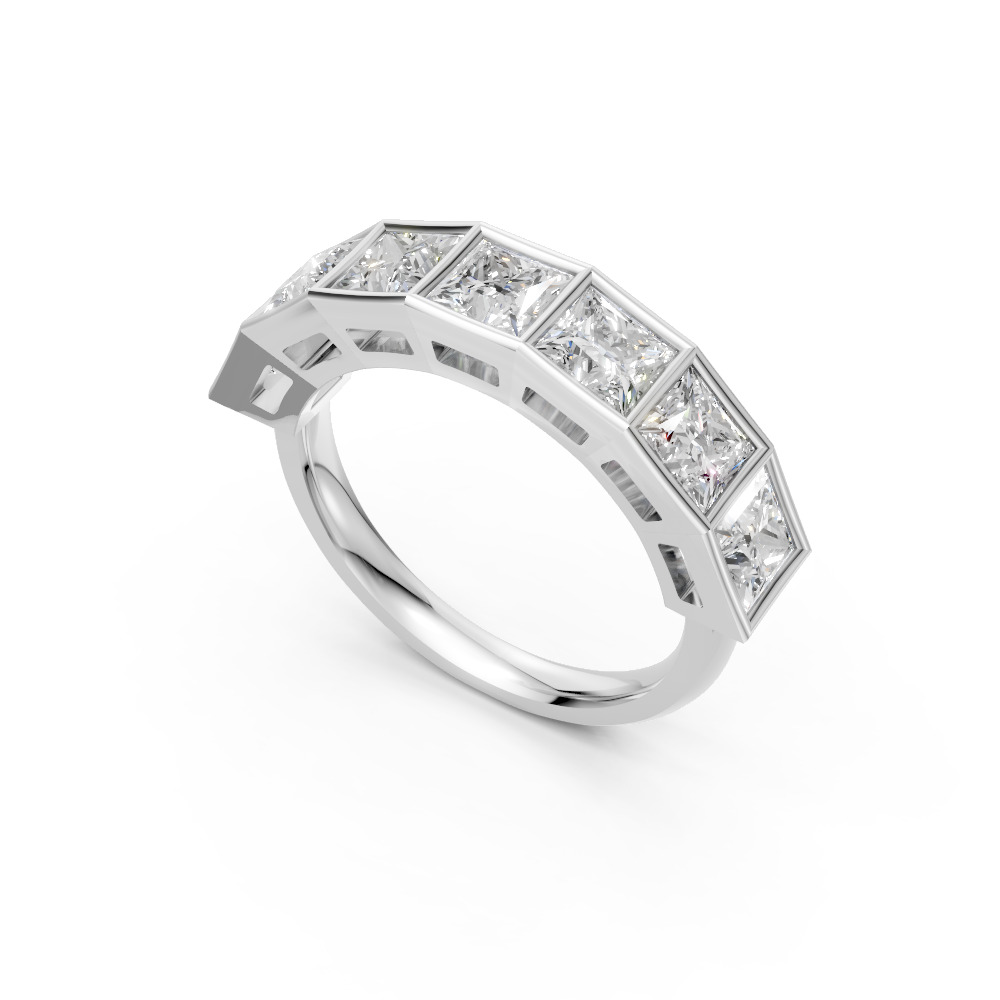 Princess Shape Diamond Anniversary Band in Gold