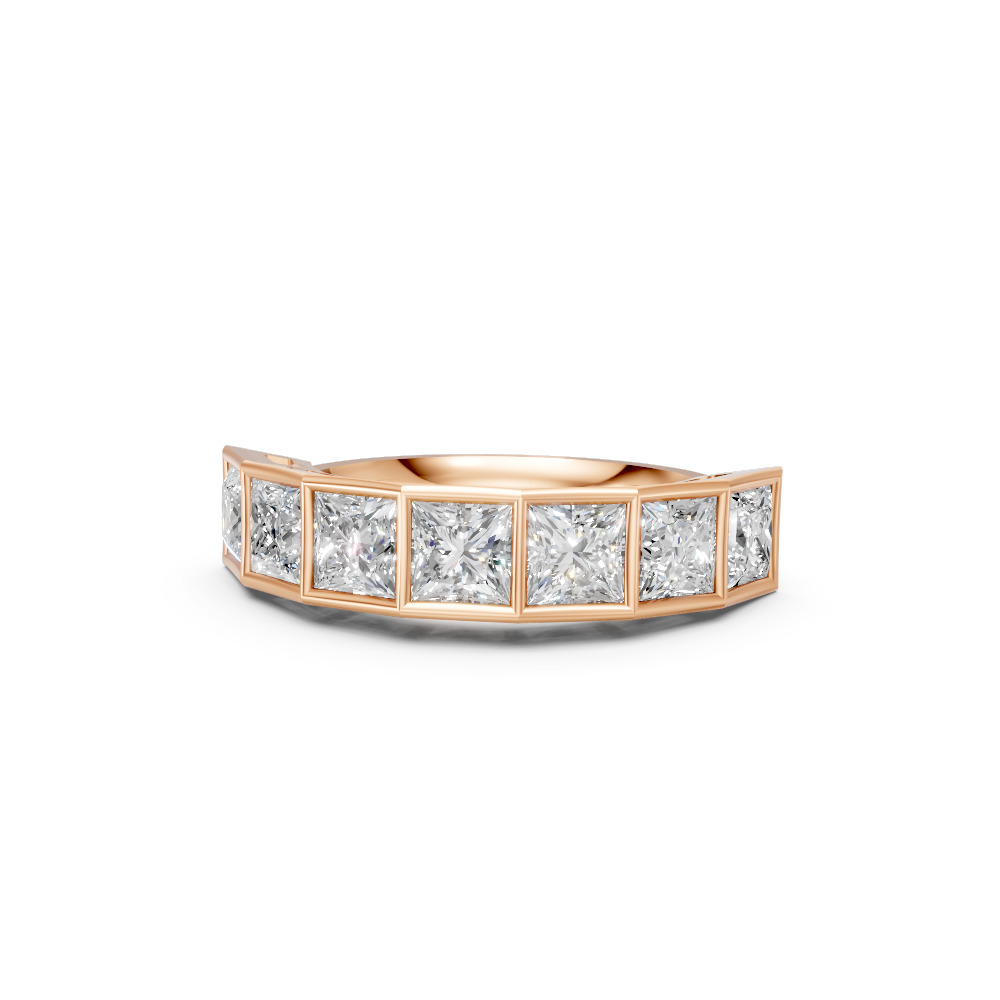 Princess Shape Diamond Anniversary Band in Gold