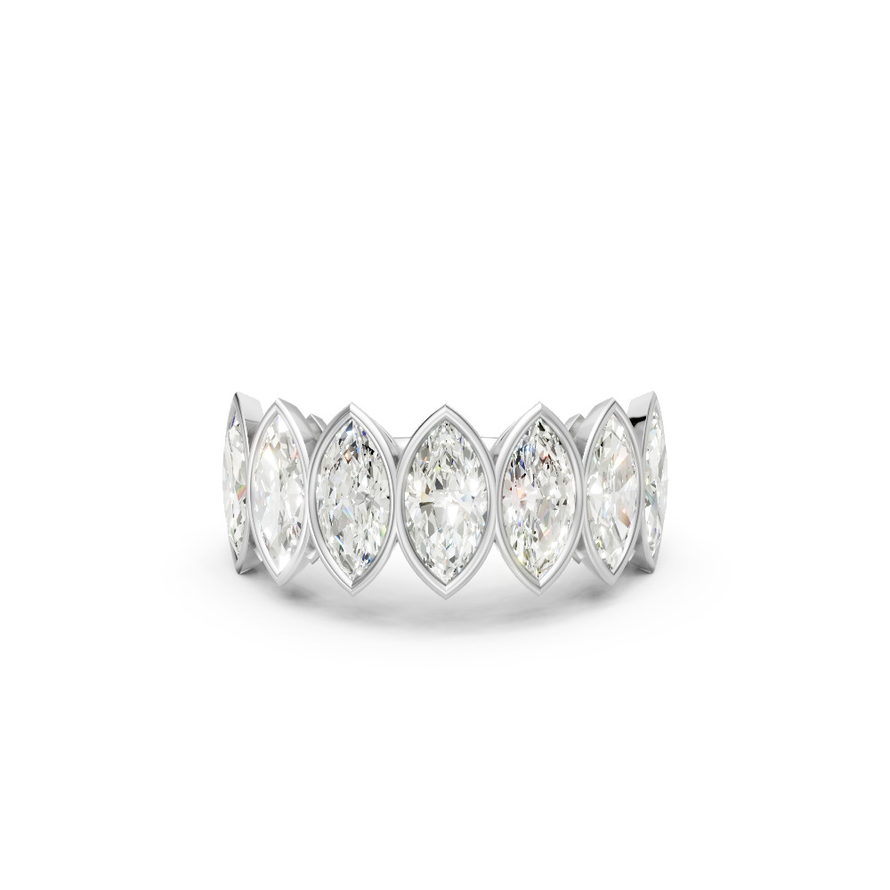 Marquise Shape Diamond Anniversary Band in Gold