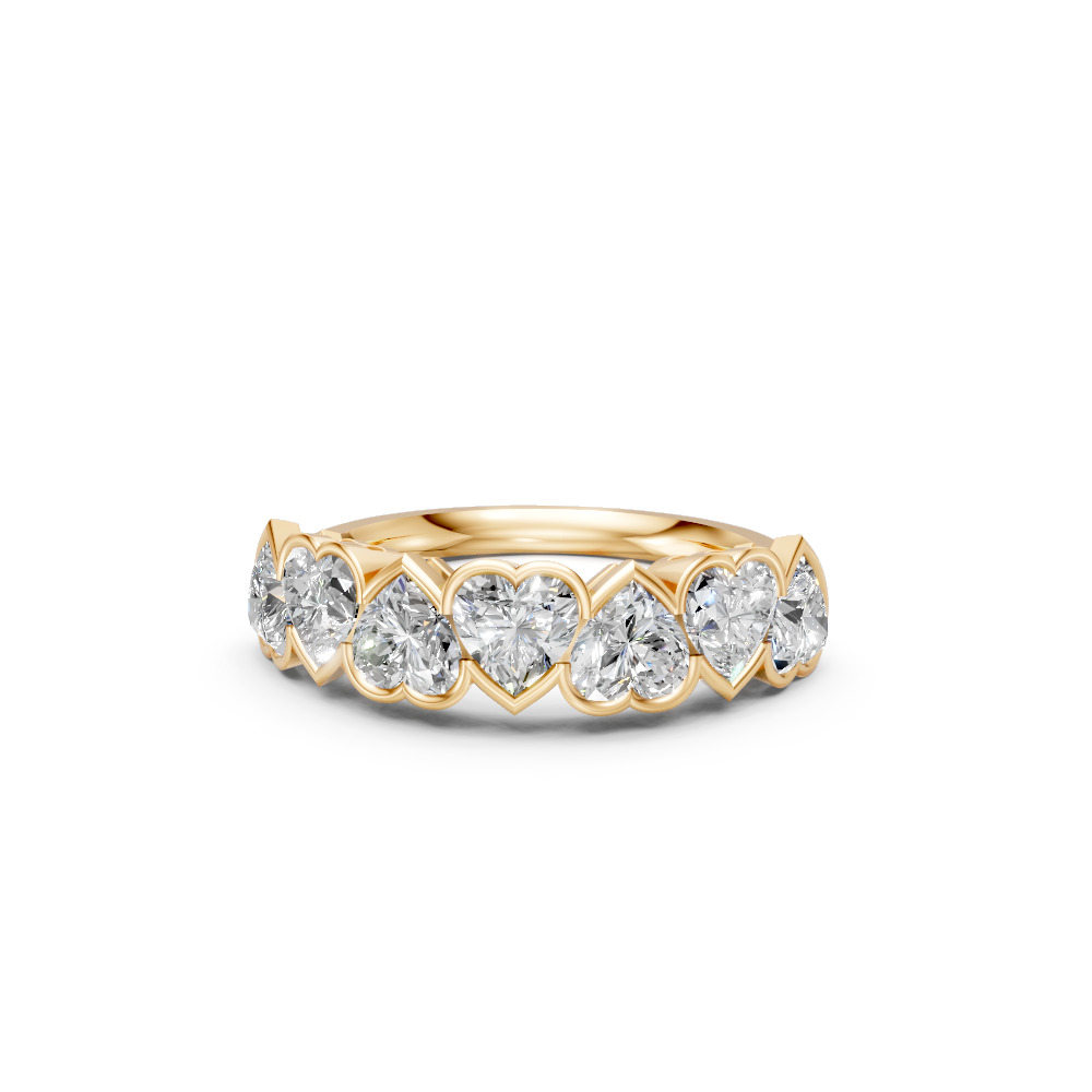 Heart Shape Diamond Anniversary Band in Gold
