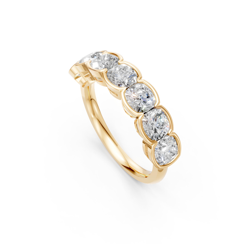 Cushion Shape Diamond Anniversary Band in Gold