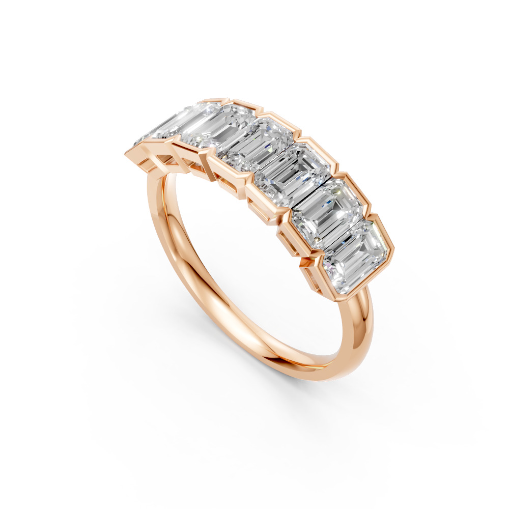 Emerald Shape Diamond Anniversary Band in Gold