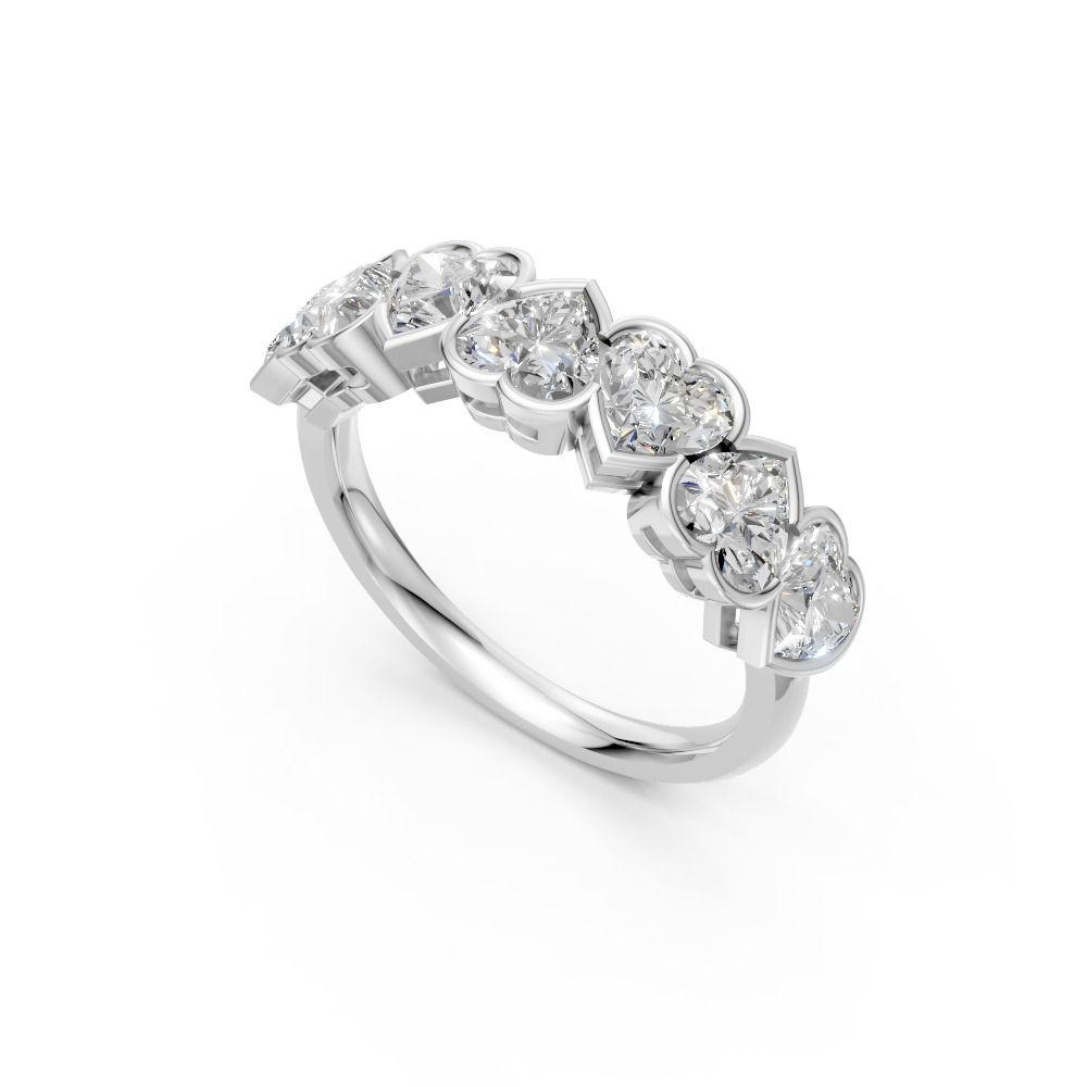 Heart Shape Diamond Anniversary Band in Gold