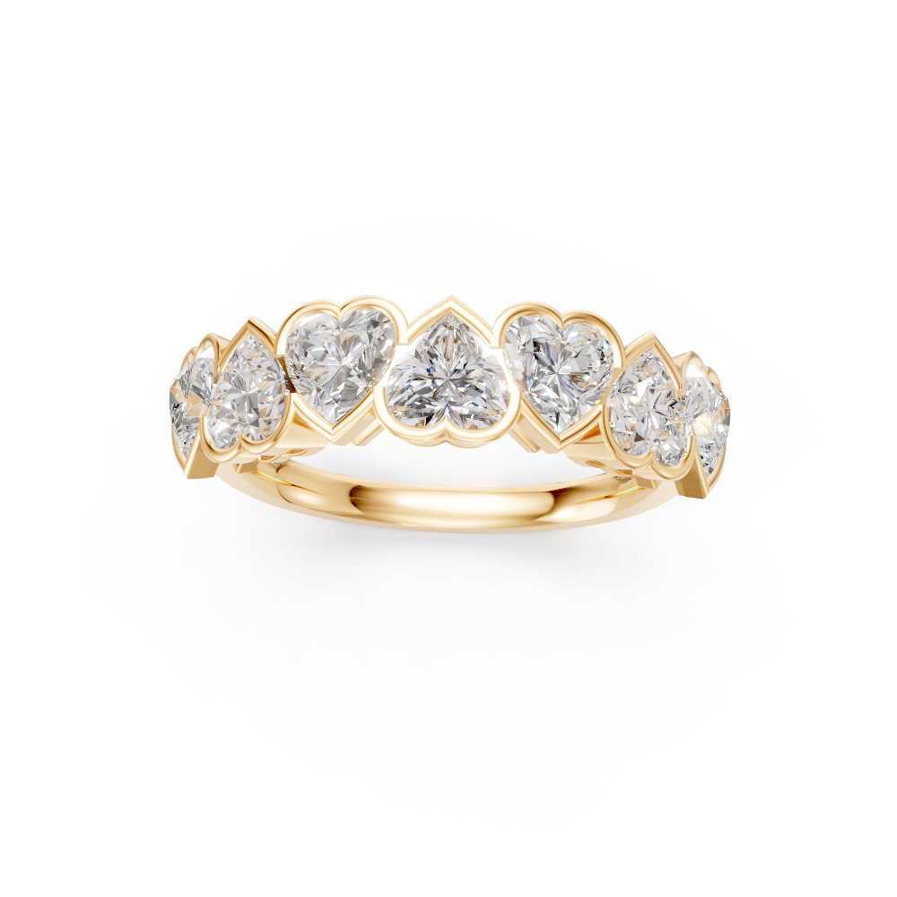 Heart Shape Diamond Anniversary Band in Gold