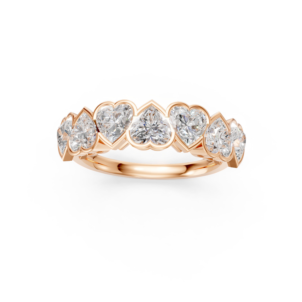 Heart Shape Diamond Anniversary Band in Gold