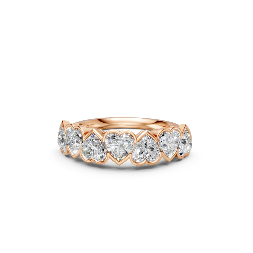 Heart Shape Diamond Anniversary Band in Gold