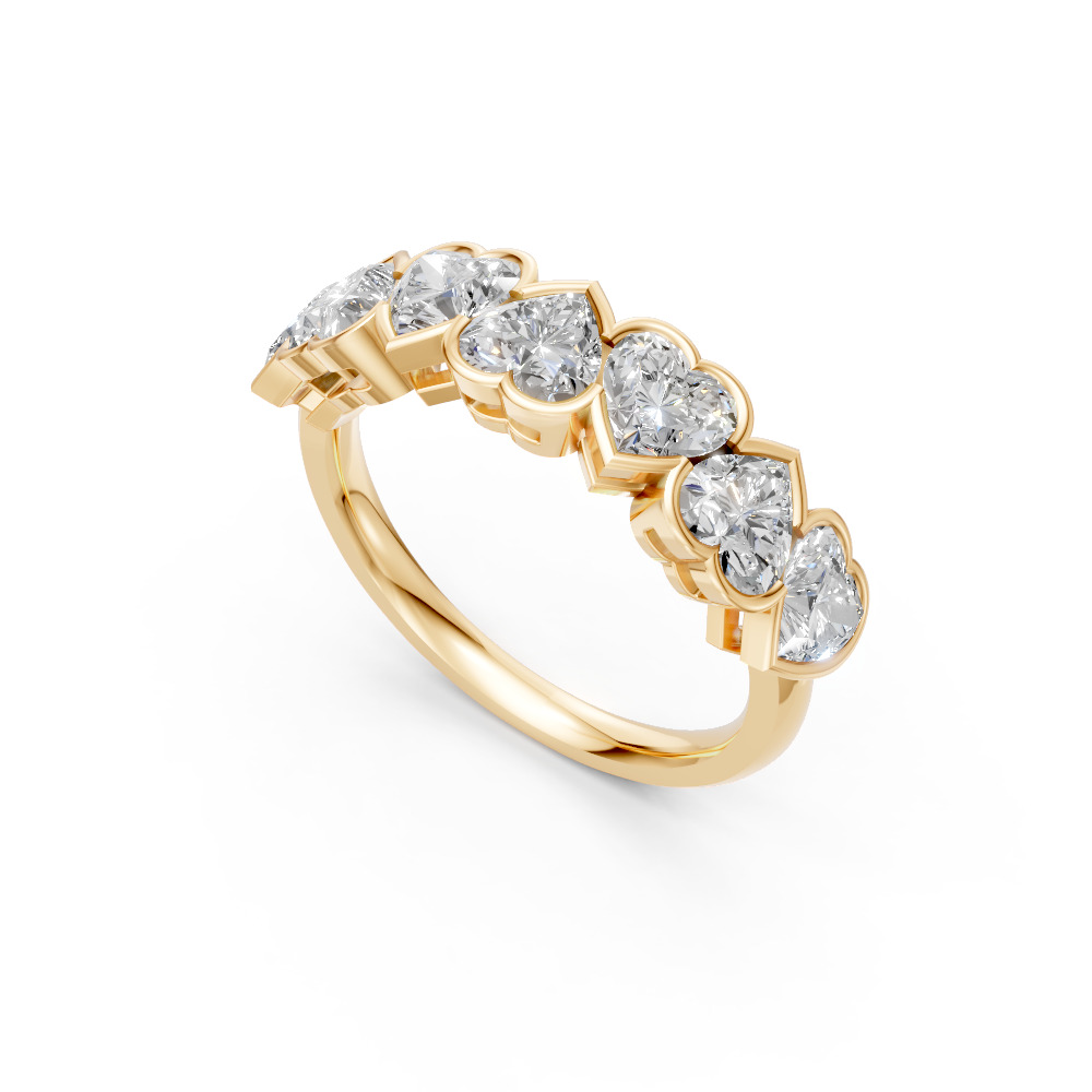 Heart Shape Diamond Anniversary Band in Gold