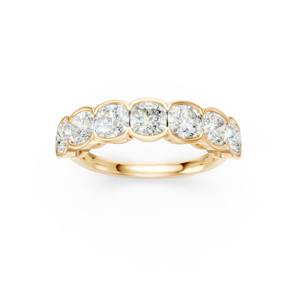 Cushion Shape Diamond Anniversary Band in Gold