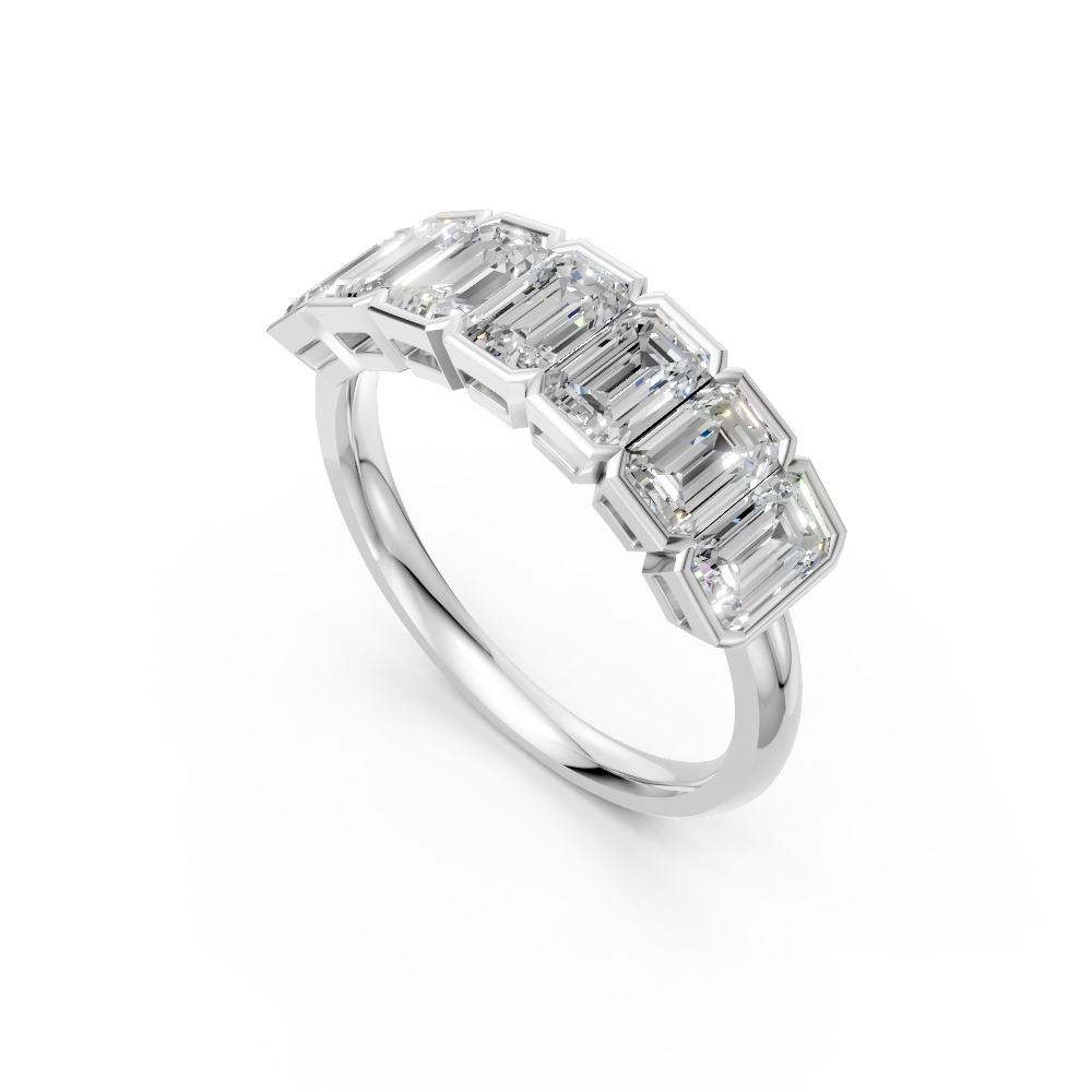 Emerald Shape Diamond Anniversary Band in Gold
