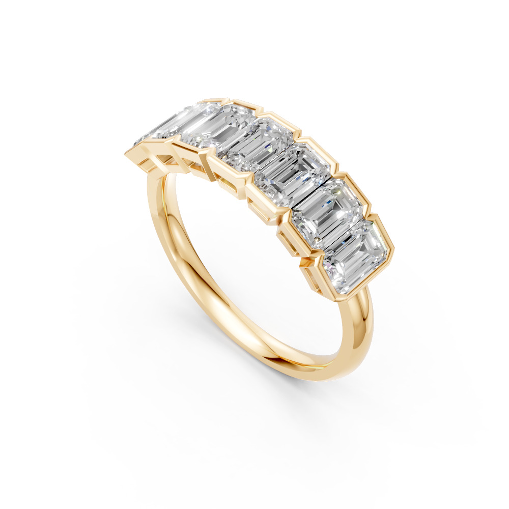 Emerald Shape Diamond Anniversary Band in Gold