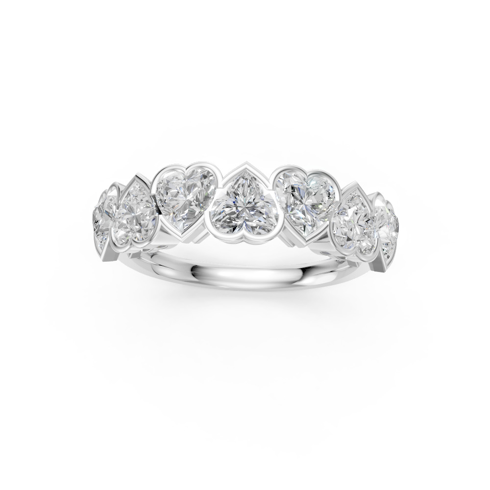Heart Shape Diamond Anniversary Band in Gold