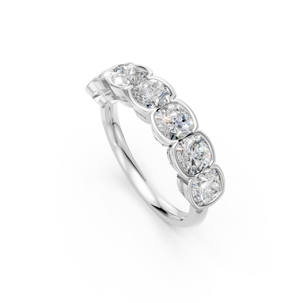 Cushion Shape Diamond Anniversary Band in Gold