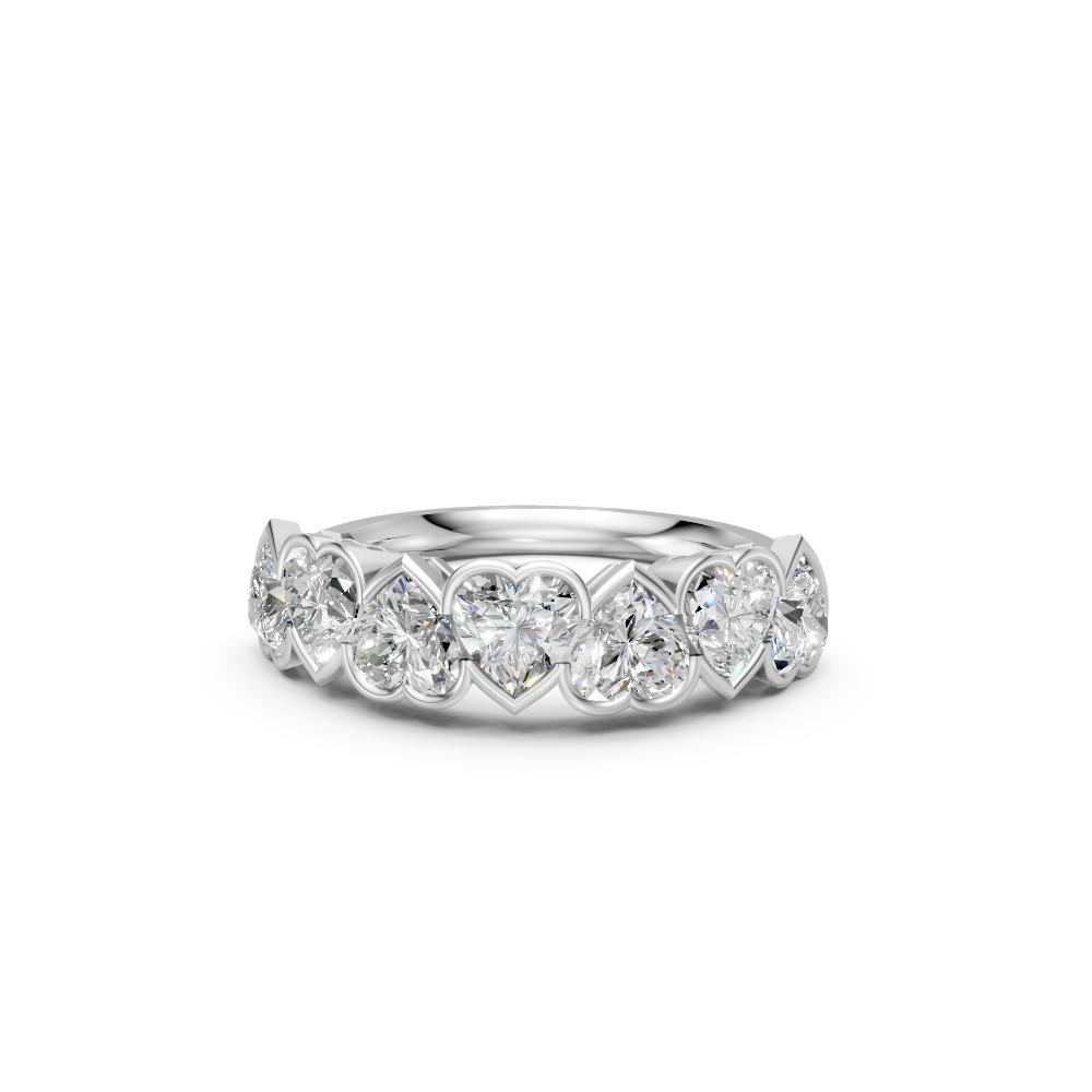Heart Shape Diamond Anniversary Band in Gold