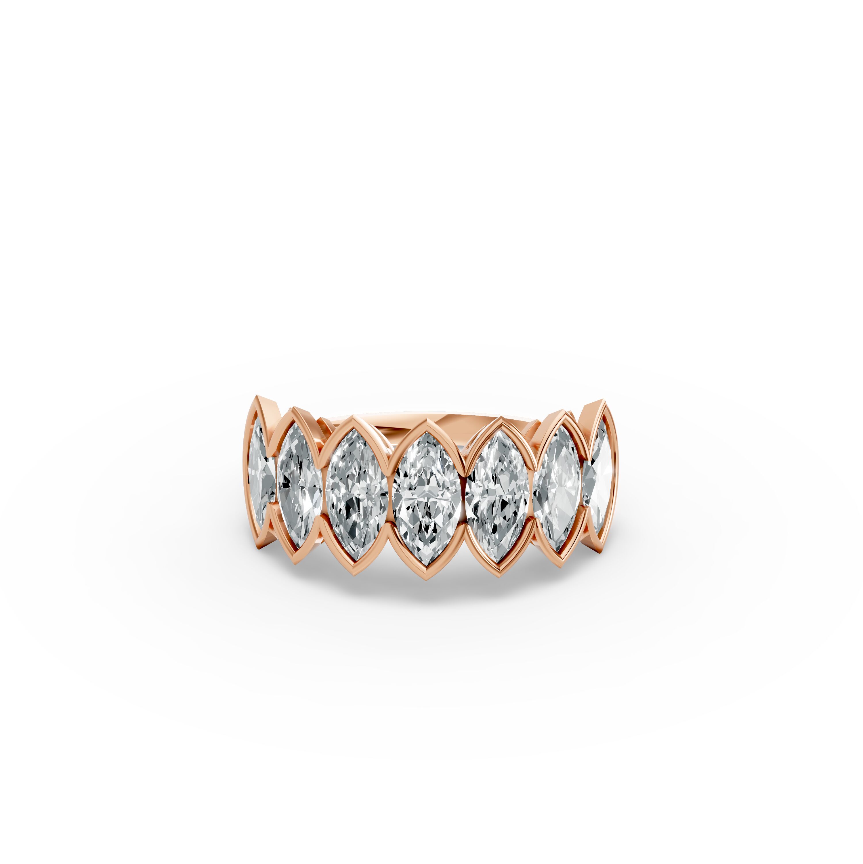 Marquise Shape Diamond Anniversary Band in Gold