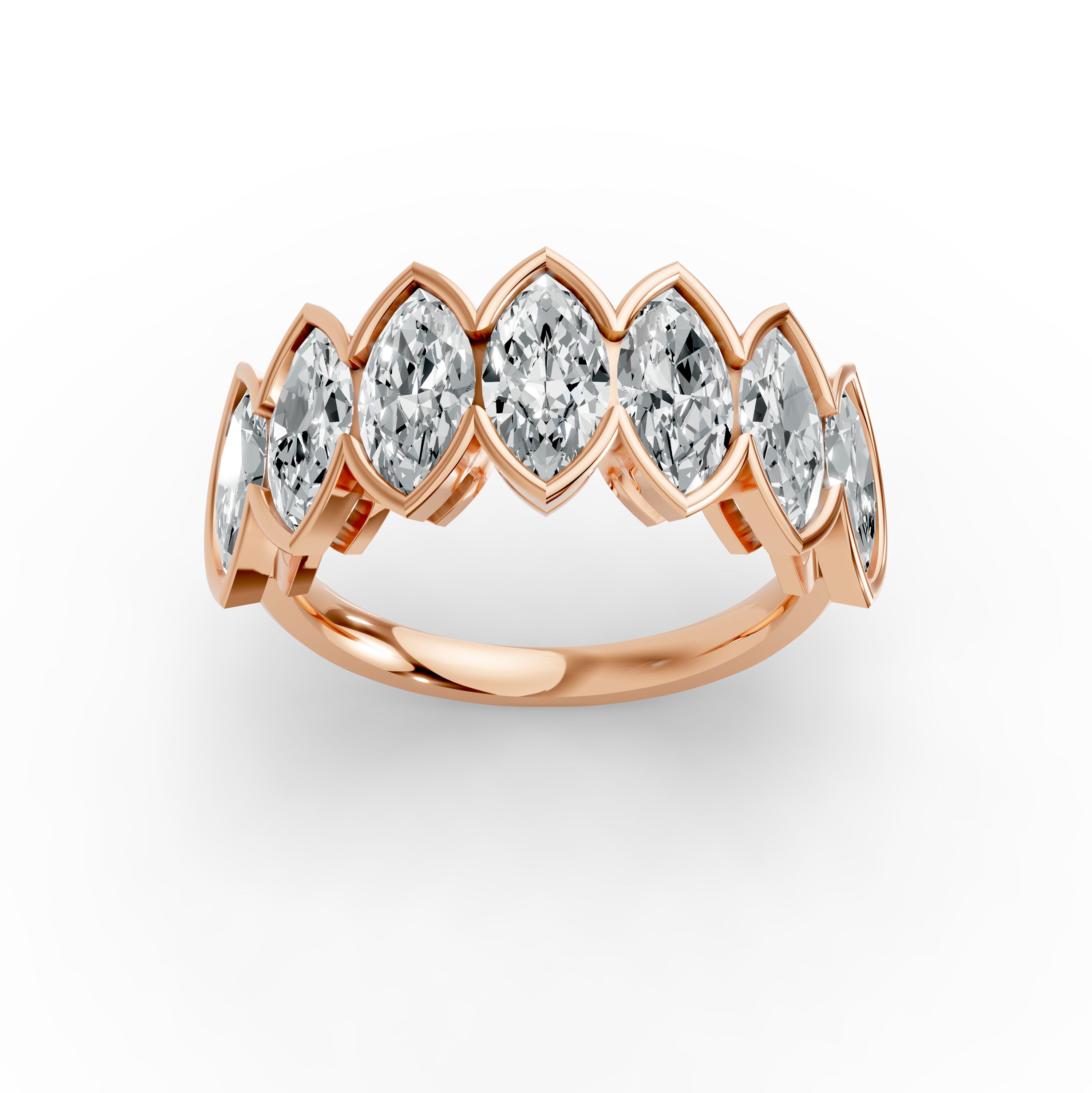 Marquise Shape Diamond Anniversary Band in Gold