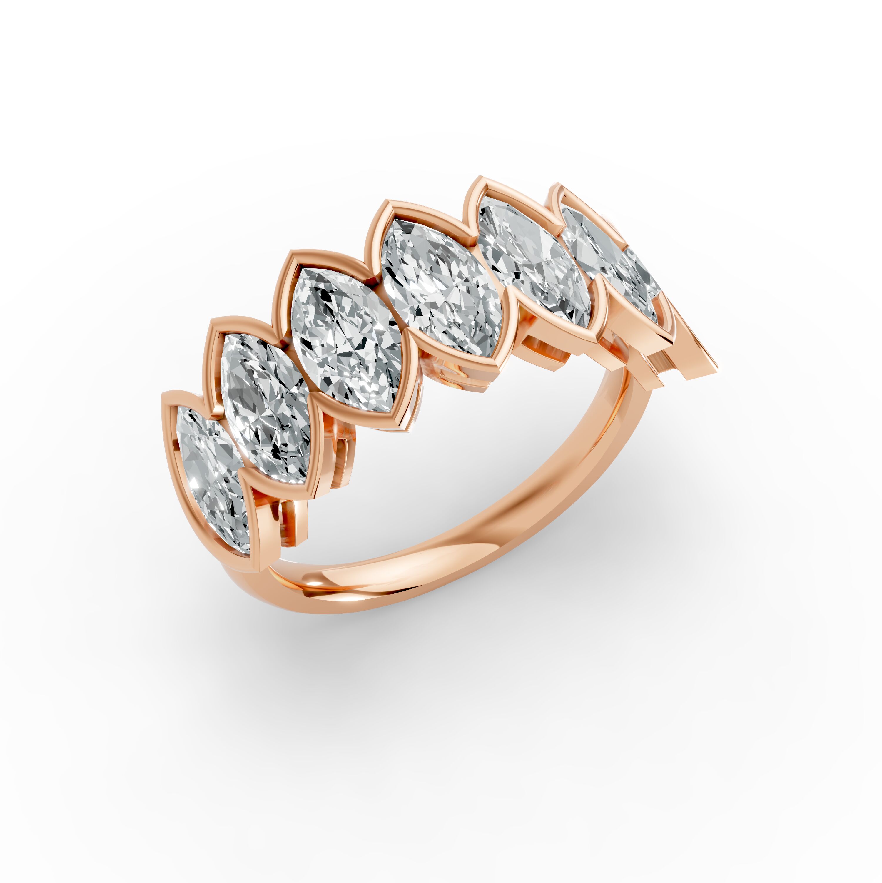 Marquise Shape Diamond Anniversary Band in Gold