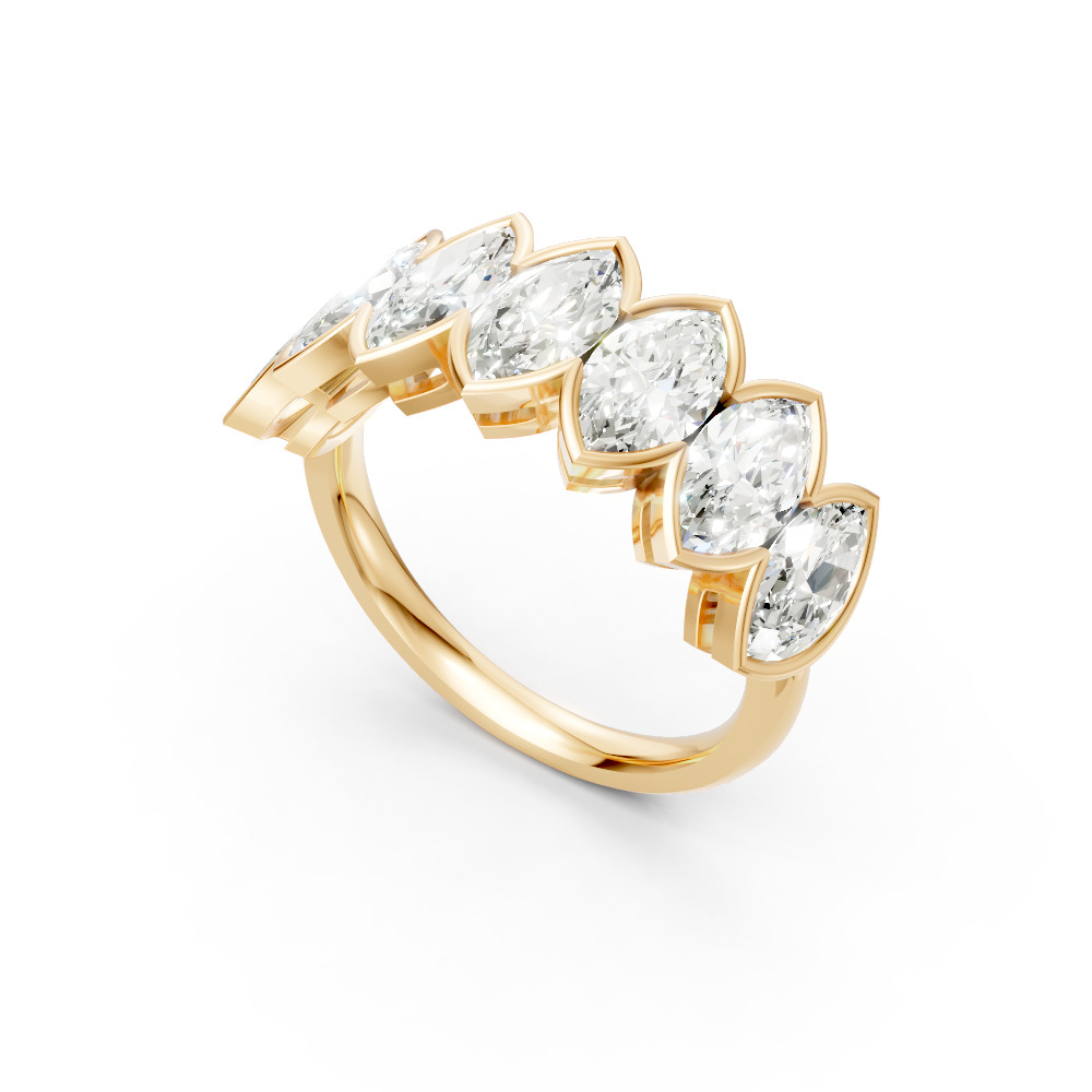 Marquise Shape Diamond Anniversary Band in Gold