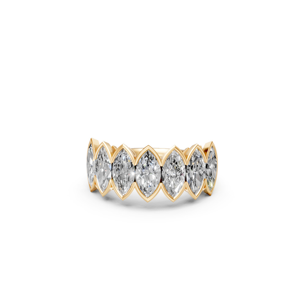 Marquise Shape Diamond Anniversary Band in Gold