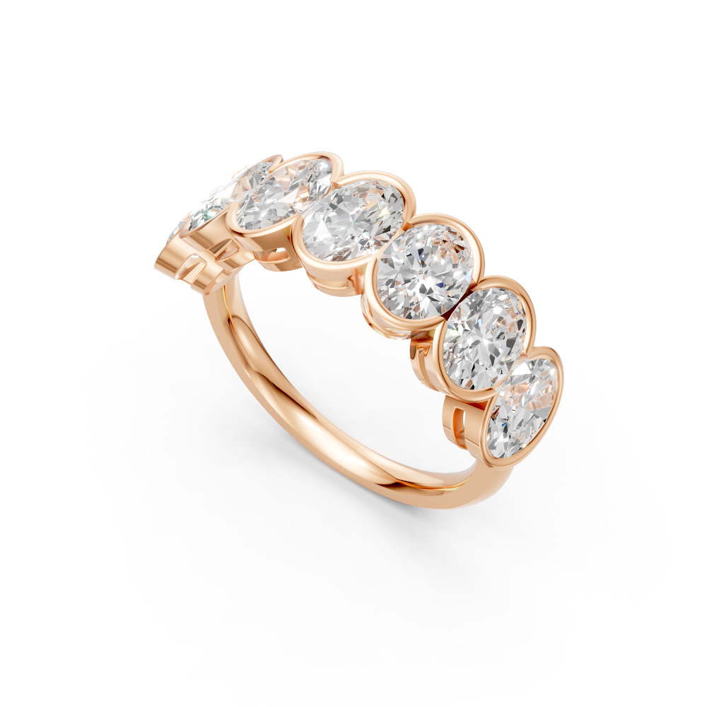 Oval Shape Diamond Anniversary Band in Gold